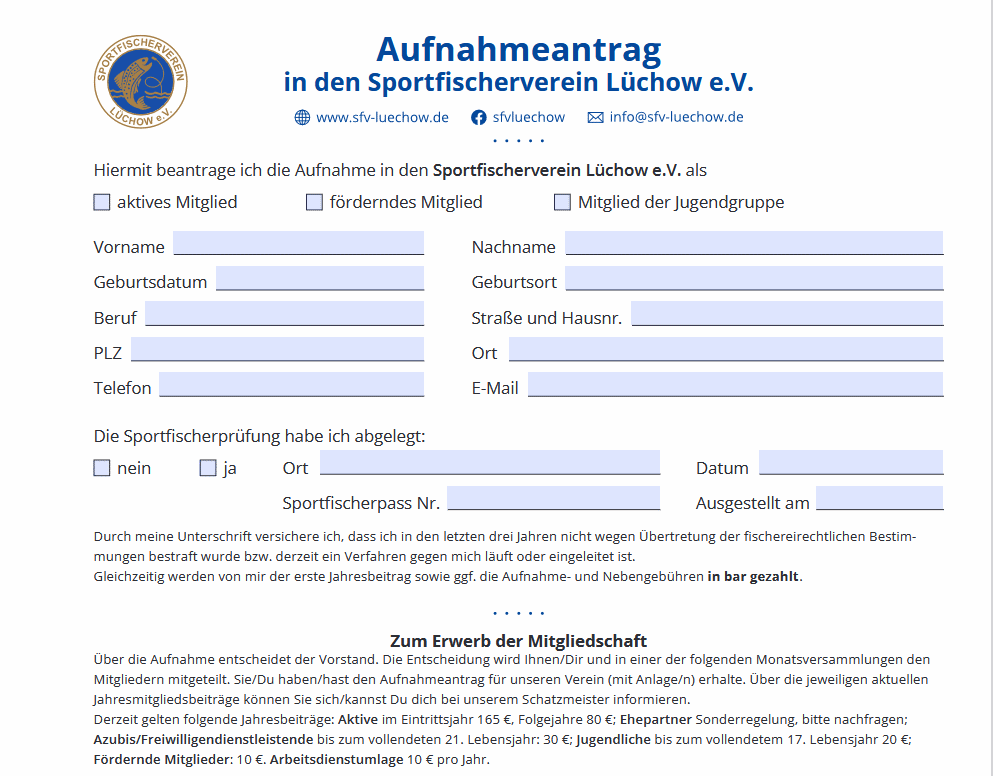 Aufnahmeantrag